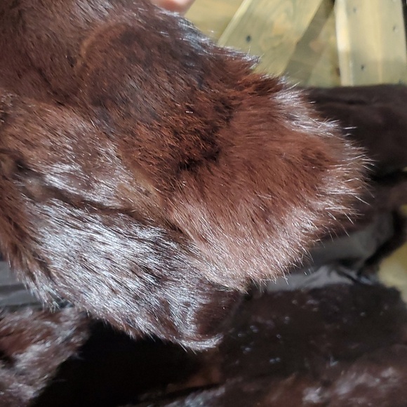 VINTAGE 100% REAL RABBIT FUR COAT MADE IN KOREA SIZE LARGE POCKETS MOBWIFE - Picture 4 of 10